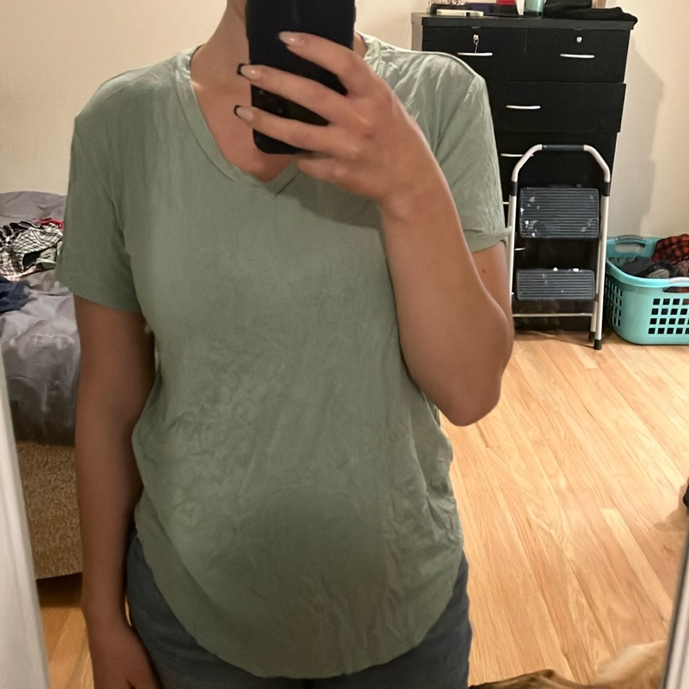 Women's Green V-Neck Top
